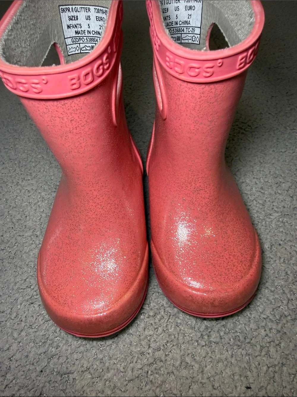 Bogs Kids Glitter Pink Waterproof Rain Boots